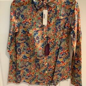 Liberty Art  Fabrics for J.Crew Floral LS Blouse Button Down Size 2